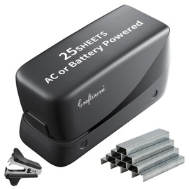 Craftinova Electric Stapler, 25 Sheet Automatic Stapler, Include 2000 Staples and 1 Staple Remover, Jam Free, Professional and Home Office，Battery not Included，AC or Battery Powered
