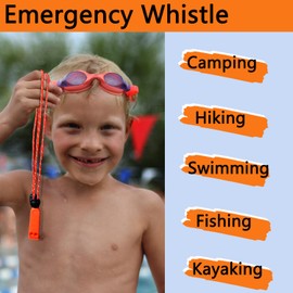 Amzonly Emergency Whistle, 120db Safety Whistle Survival Shrill Loud for Camping Hiking Hunting Boating Fishing Life Vest Jacket Rescue Signaling Kids Lifeguard 5 Pack- Black