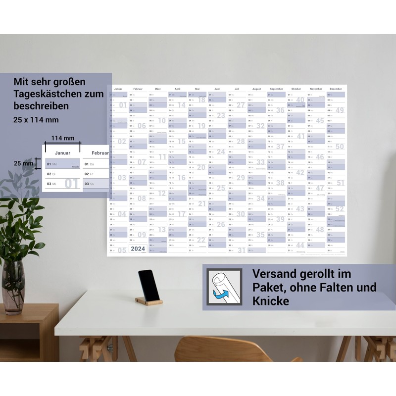 DIN B1 Wall Calendar 2027 - XL Year Planner 100