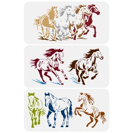 FINGERINSPIRE 3pcs Horse Border Stencil, 11.8x5.9in Running, Walking, Jumping Horse Drawing Templates for Wall, Tile, Floor, Wood