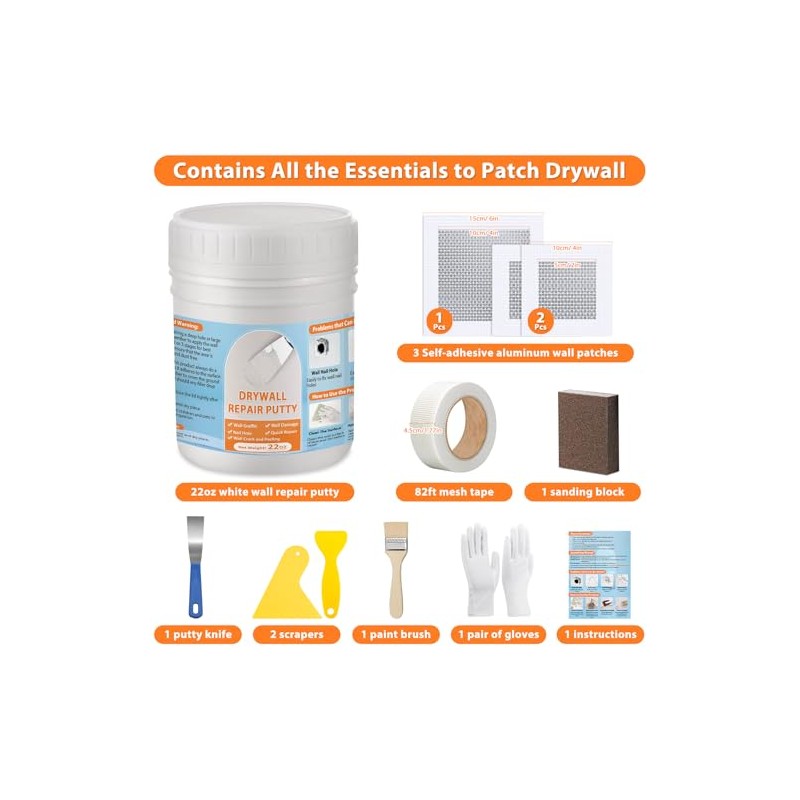 Dry Wall Patch Repair Kit, 22OZ Spackle Wall Repair Paste