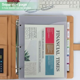 Colored Dividers for 3 Ring Binder, 9.8x11.2 Inches, 6-Tab Plastic Binder Dividers with Front Pocket, Sturdy Page Organizers Tab Dividers for 3 Ring Loose Leaf Binders, Folders