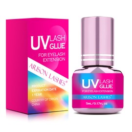 ARISON LASHES UV Eyelash Extension Glue 1Sec Dry Waterproof Strong Bond for Eyelash Extensions -Ultra Violet Lash Gel Glue for Professional Use Only(Blue-5ML)
