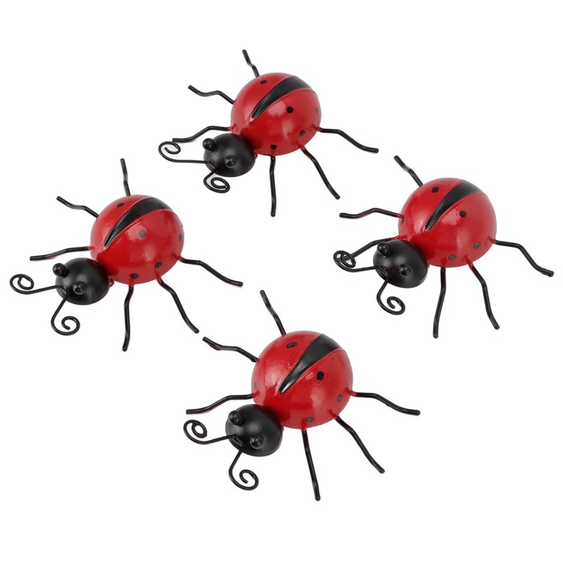 4Pcs Ladybug Wall Decoration Iron Ladybug with Black Spots Ladybug