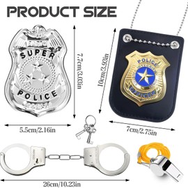 ZDNT Handcuffs Police Real Steel Set, Handcuffs Children's Police Set, Children's Police Accessory Set, Children's Police Handcuffs, Children's Handcuffs Police Children for Cosplay Police Costume