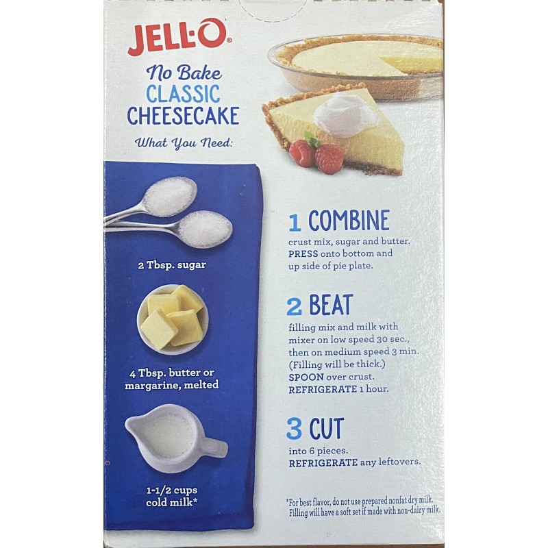 JELL-O 2x Jello No Bake CLASSIC CHEESECAKE Jell-O - 11.1