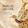 Collar Para Mujer Bano Oro 14k Dije Colibri Moissanita Multi