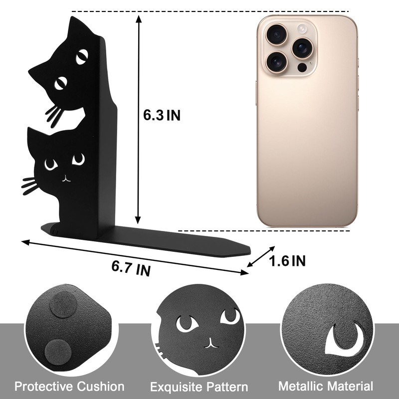 Cat Bookends Desktop Bookshelf Sturdy and Non-Toppling Desktop Organization Office