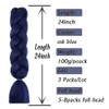 AFNOTE Dark Blue Braiding Hair Extensions 24 Inch 3 Packs
