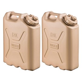 Scepter 2-Pack Portable Military Style Water Container for Camping & Outdoors, 5 Gallon, Sand - Heavy-Duty Plastic Beverage and Hydration Dispenser for Outdoor Trip