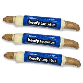 Frankly Original Pet - Peanut Butter Flavored Collegen Packed Beefy Taquito Stick for Small and Medium Dogs Pack of 3 (Long Lasting Chews, Treats, Bones for Aggressive Chewers) - 7" (8692)