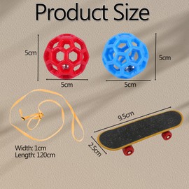 GETJOY Tortoise Skateboard and Toys Set, 1 Skateboard with 2 Hollow Bell Balls, 5 Cm Feeding Balls and Leash, Mini Skateboard, Interactive Play for Pet Health and Exercise