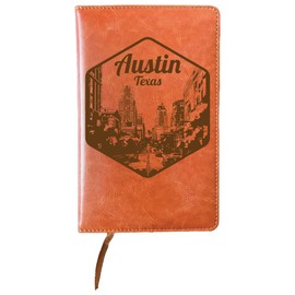 R and R Imports Austin Texas Souvenir Engraved 8” x 5” Leather Journal Single