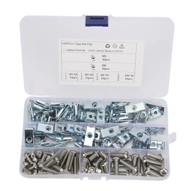 Tissting Pack of 120 Thread Clip Nut Set, U-Type Sheet Nuts, M5 M6 Snap Nut Set, Stainless Steel Hose Clamps Set with Storage Box, Car Mounting Clips for Car Motorcycle