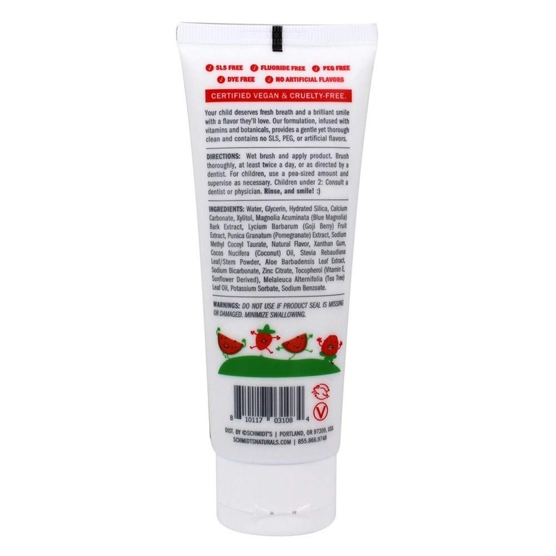 Schmidt's Deodorant Toothpaste Kids Watermelon Strawberry, 4.7 Ounce