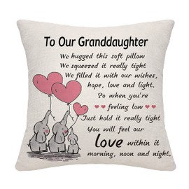 Bommex Granddaughter Gifts from Grandma Grandpa Throw Pillow Cover Cushion Cover Cushion Case for Granddaughter Birthday Gifts Thanksgiving Gifts (Our Granddaughter)