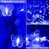 Blue Butterfly Curtain Fairy Lights USB Plug in,120 LED 8