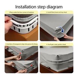 Veroral Bed Sheet Holder Lock Strips, Secure, Reusable & Easy-to-Use Bed Sheet Fasteners, Eliminate Slipping and Wrinkles Fit All Mattress Sizes (4 Pack - White)