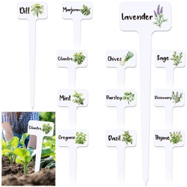 FYSUIMU 12Pcs Acrylic Plant Label Signs 12 Styles 11.8 x 3.3 Inch T-Type Herb Garden Markers Waterproof Large Plant Stake Tags with Herb Names for Nursery Indoor Outdoor Garden Decor