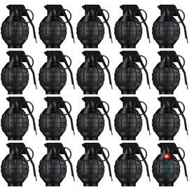 Sratte 4 Pcs Plastic Hand Grenades with Realistic Sound Effects and Flashing Light, Fake Grenades Military for Army Role Play Prop (Black)