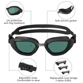 Whale Swimming Goggles - 100% UV Protection and Anti-fog - Ultra Soft Silicone Seal - Suitable for Adult Men and Women