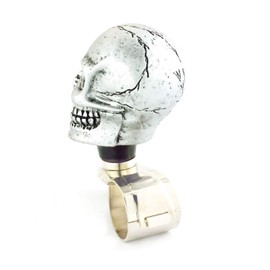 Bashineng Skull Steering Wheel Spinner Knob Suicide Power Handle Turning Driving Universal Fit Most Vehicles Cars Trucks Tractors Mowers Forklifts Boat Golf Carts (Silver)