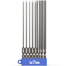 LABEAR - 8pc Hex bit set METRIC 6 inch long, 1/4" Shank Hex Head Allen Wrench Screwdriver Bit Set, Magnetism, Power Bits, S2 Steel, H2, H2.5, H3, H4, H5, H6, H7, H8