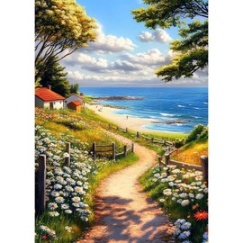 TOSTOG Diamond Painting for Adults, Coastal Landscape Diamond Painting Kits Full Drill Pictures 5D DIY Diamond Painting Set 30 x 40 cm for Wall Decoration