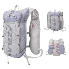 Running Hydration Vest Backpack Lightweight Running Vest Women mens Compatible with 1.5L Water Bladder Reflective Hydration Backpack for Marathon Cycling Hiking (Grey, One Size)