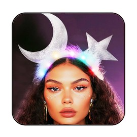GORTIN Light up Star Moon Headbands LED Headpiece Costume Hair Accessories for Women