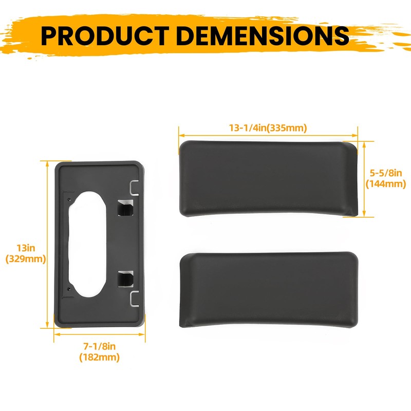 ECOTRIC Front Bumper Guards Pads + License Plate Frame Compatible