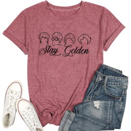 Golden Girls Women's Vintage 80s Letter Print Sleeveless Crew Neck T-Shirt 60% Polyester 35% Cotton 5% SpandexColor: Pink, Size: S
