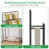 Simple Trending Clothing Clothes Rack Double Rods with Wheels, Rolling