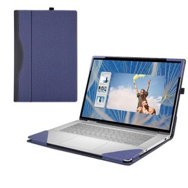 RUNMEIJIA Laptop Cover Case for Dell inspiron 14 2-in-1 7430/7435/7440/7445 2023-2024[not Compatible with Any Other Model] PU Leather Detachable Notebook Sleeve Computer Bag Protective (Blue)