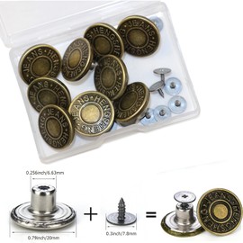 Jeans Buttons Replacement, Instant No Sew Buttons for Pants with Tool (Metallic, 20MM)