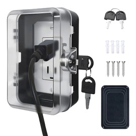 PILISPARK Child Proof Outlet Lock Box with 2 Durable Keys - Heavy Duty Safety Cover for Baby Proofing, Tool-Free Installation, More Space for Large Plugs Universal Fit Socket Protector (1Pack, Black)