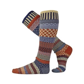 Solmate Socks - Mismatched Knee High Socks, USA Made with Recycled Cotton Yarns; Nutmeg Small