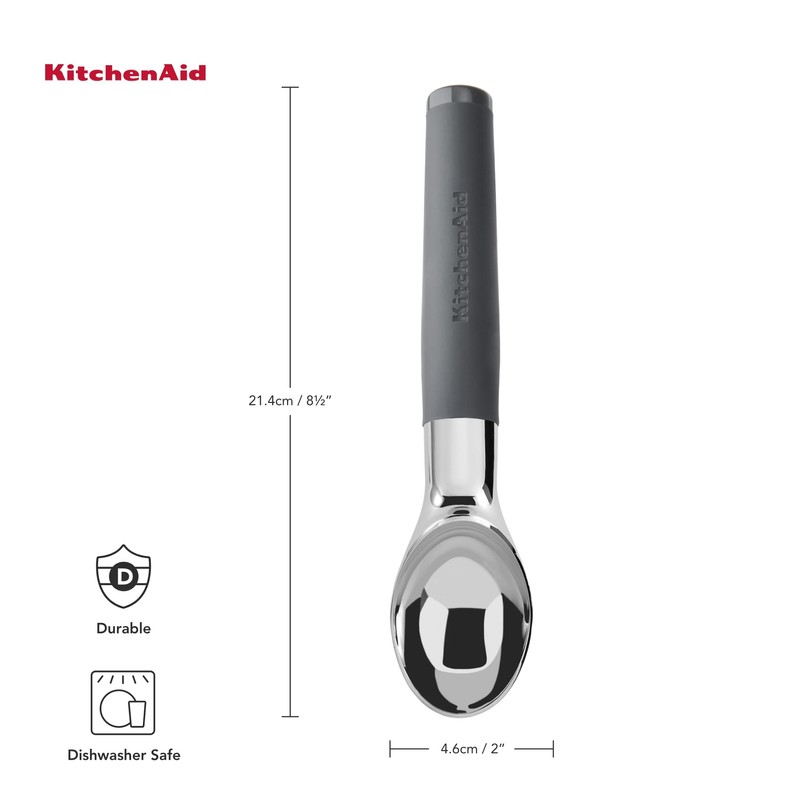KitchenAid Soft Grip Ice Cream Scoop - Charcoal Grey