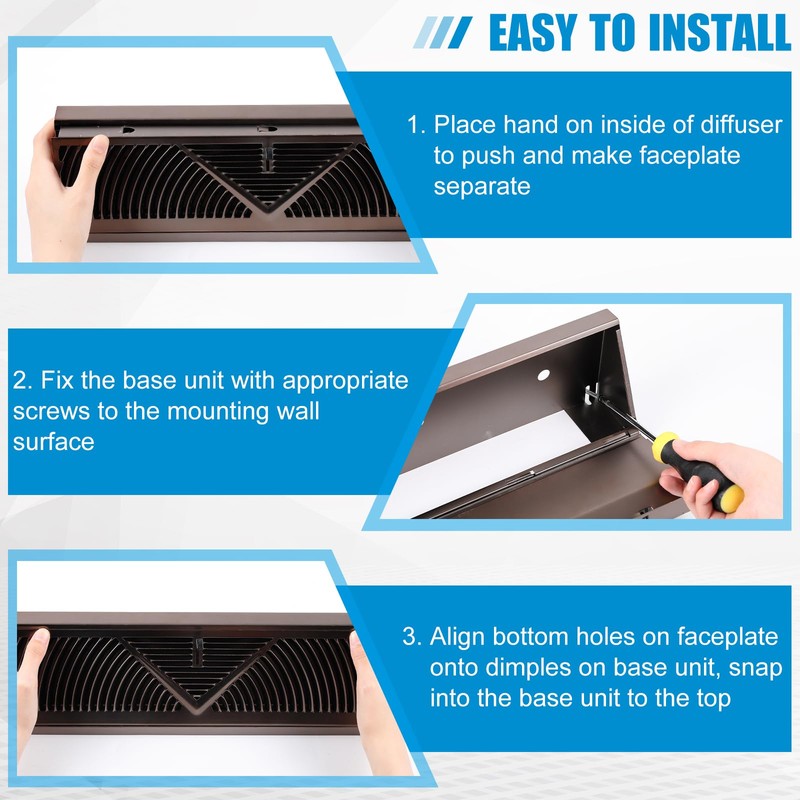 Yaocom 4 Pack 18 Inch Baseboard Register Duct Opening Size