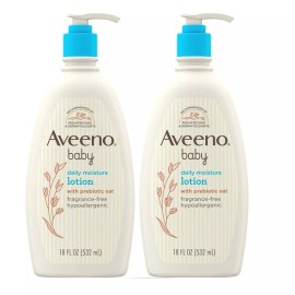 Aveeno Baby Daily Moisture Lotion, For Delicate Skin, Fragrance Free, 2 pk./18 f
