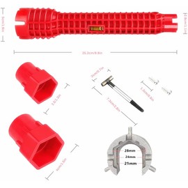 Zeromall 8-in-1 Faucet and Sink Installer, Anti-Slip Multifunctional Pipe Wrench Plumbing Tool for Sink/Bathroom/Kitchen Plumbing Tubing (Red)