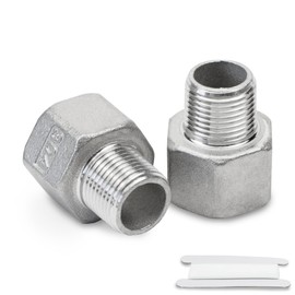 Bwintech 2 Pieces 1/4 Inch Male Thread to 3/4 Inch Female Thread BSP Thread Stainless Steel 304 Hex Bushings Reducer Connector for Conversion of Pipe Connections