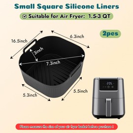 BYKITCHEN Small Silicone Air Fryer Liners for 1.5 to 3 QT Airfryer, 5.5in Mini Reusable Airfryer Silicone Liner, Compatible with CHEFMAN 2 Quart, Cosori 2.1QT, Dash 2.6Qt, Instant Vortex 2QT Air Fryer
