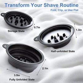 Foldable Shaving Soap Bowl – Portable, Easy-to-Carry Shaving Soap Cup for Wet Shave, Travel Shaving Lather Bowl/Shaving Mug Compatible with Shave Cream & Soap for Men (Black)