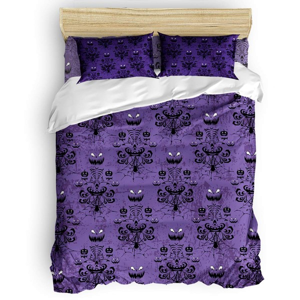 Queen 4 PCS Bedding Duvet Cover Set Halloween Haunted Ghost