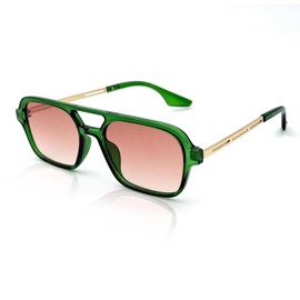 XITUADDA Square Sunglasses for Women Men Vintage Classic 70s Rectangular Sunglasses UV400 Protection, Green / Pink