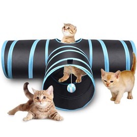 Alnicov Cat Tunnel Toy 3 WayT-Shaped Cat Tunnel Toys Outdoor Collapsible Crinkle Pet ToyLarge Indoor Foldable Play Tunnel Tubes