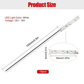 YIXISI 15 pieces 50 mm pre-wired LED strips, 2335 SMD LED, 12-18 V LED strips, model building LED lighting, white