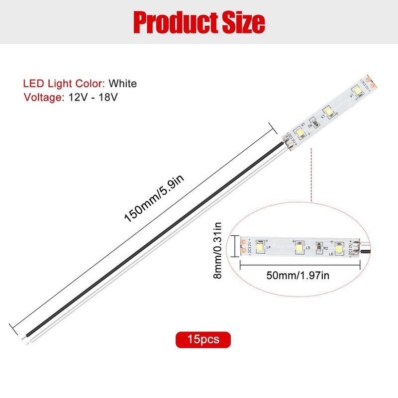 YIXISI 15 pieces 50 mm pre-wired LED strips, 2335 SMD