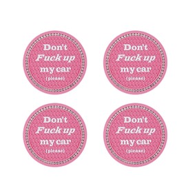 Tioollev 4 PCS Bling Car Cup Coaster, 2.75 Inch Anti-Slip Cup Holder Insert Coasters, Universal Crystal Rhinestone Auto Drink Car Cup Mat, Interior Car Accessories for Women Girls (Pink)